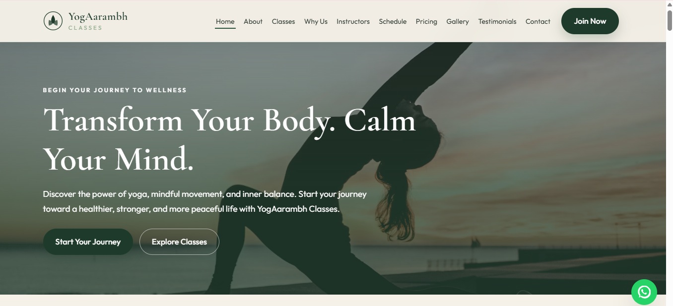 Yoga Classes Website